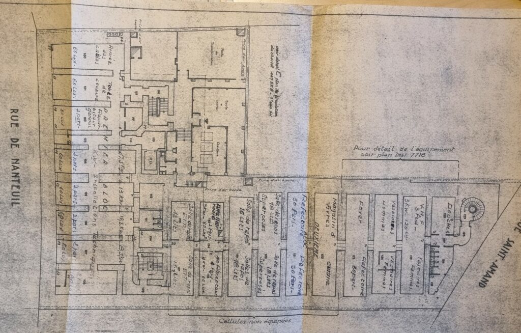 Plan du 1er sous-sol de l'abri Saint-Amand à destination des militaires