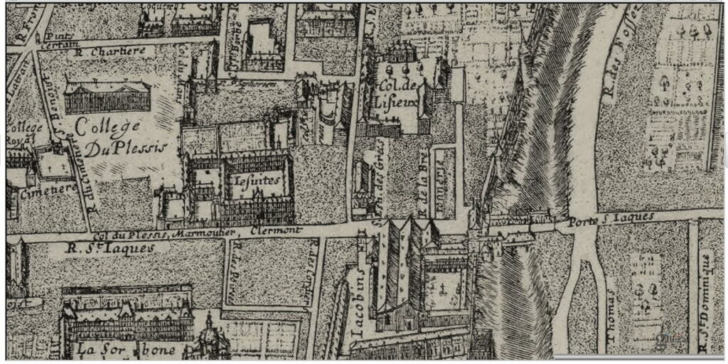 Détail du plan de Paris de Gomboust, 1652 - Collège de Clermont