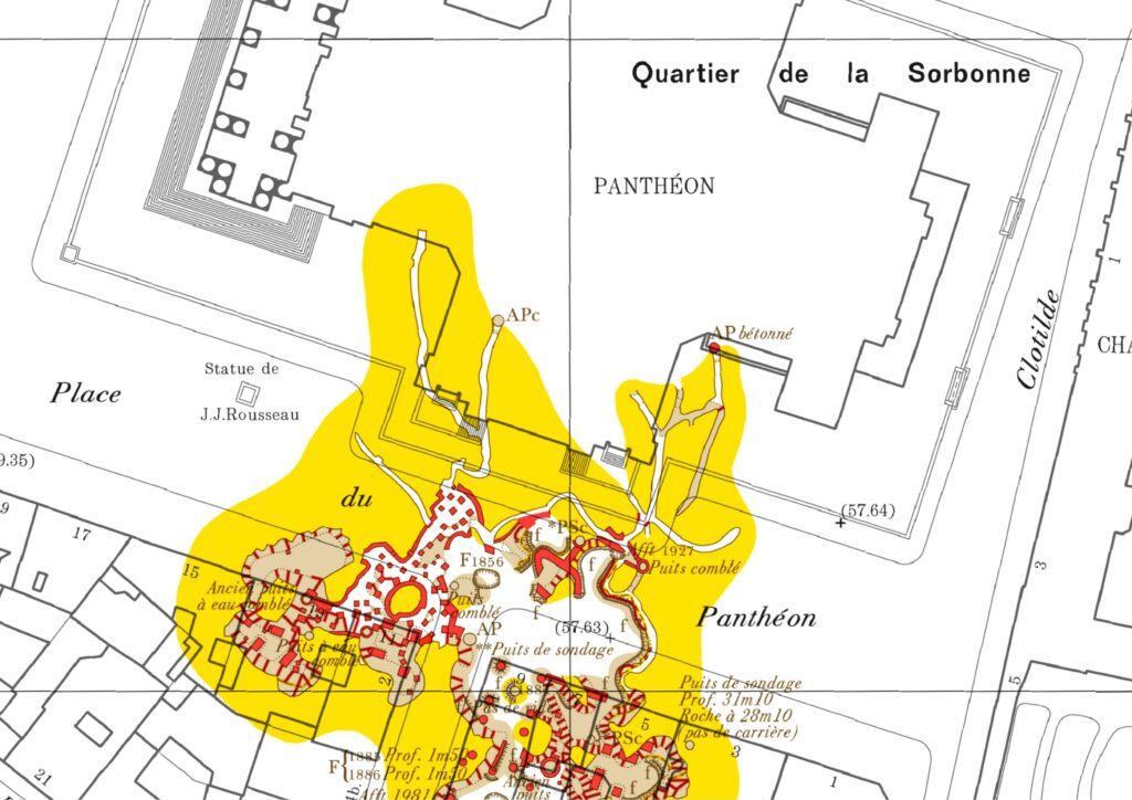 Feuille 27-47 de l'Atlas des Carrières souterraines centrée sur le panthéon