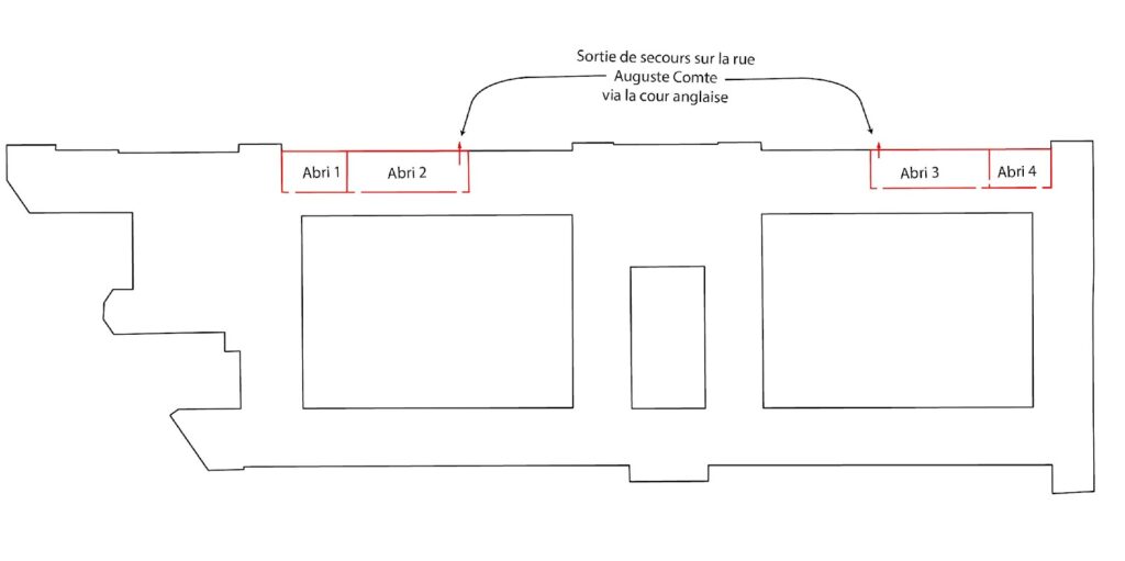 Plan des abris dans les caves du lycée Montaigne
