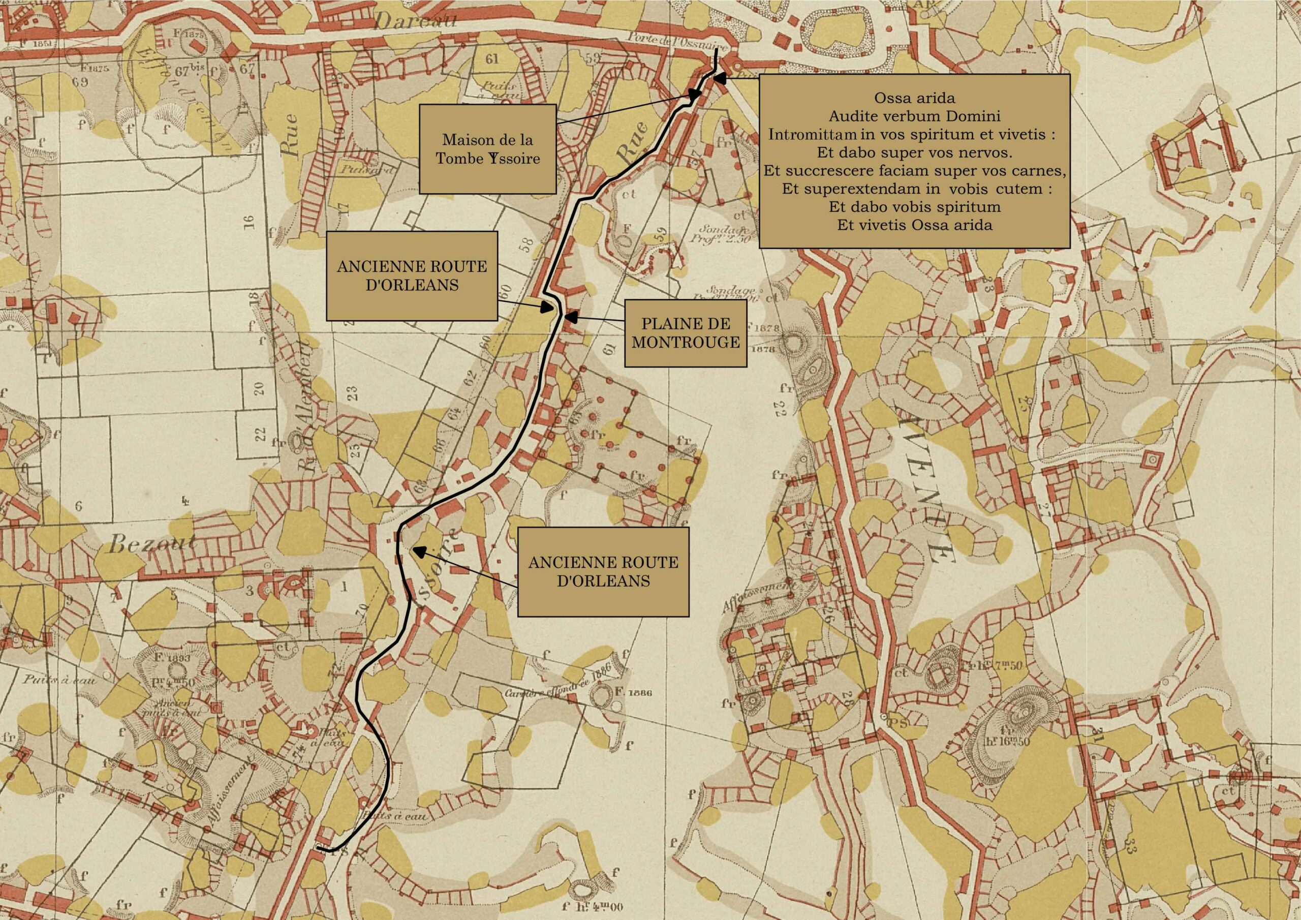Trajet entre la porte ouest de l'ossuaire et le puits au merle
